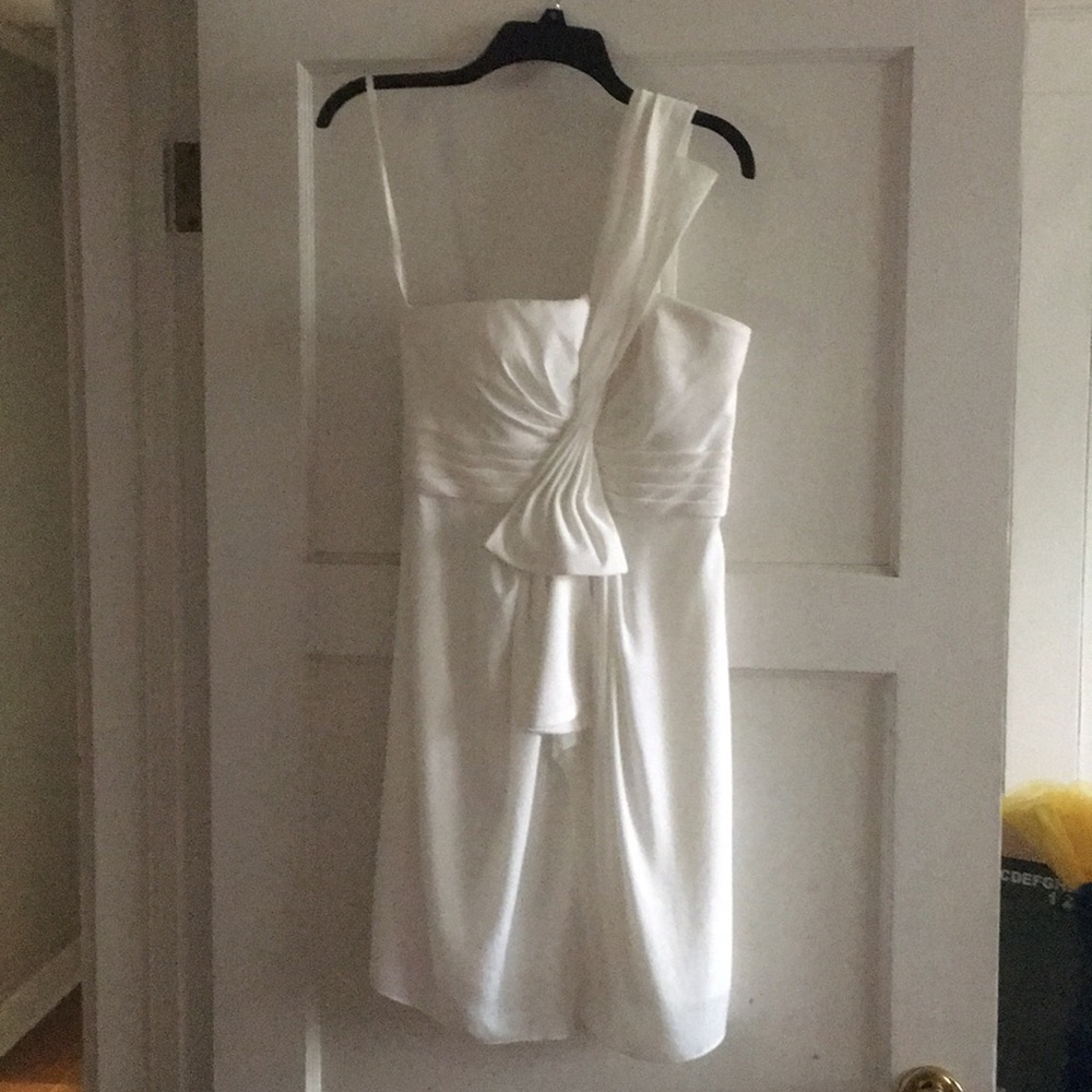 BCBGMAXAZRIA white one-shoulder dress